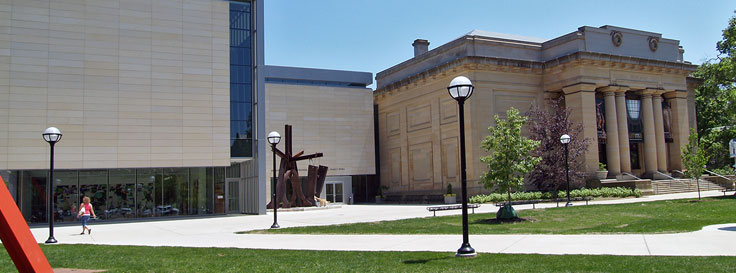Panoramic view of the University of Michigan art museum building front