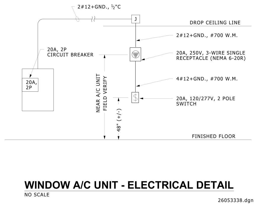 Electrical diagram for a window air conditioning unit showing connections and components.