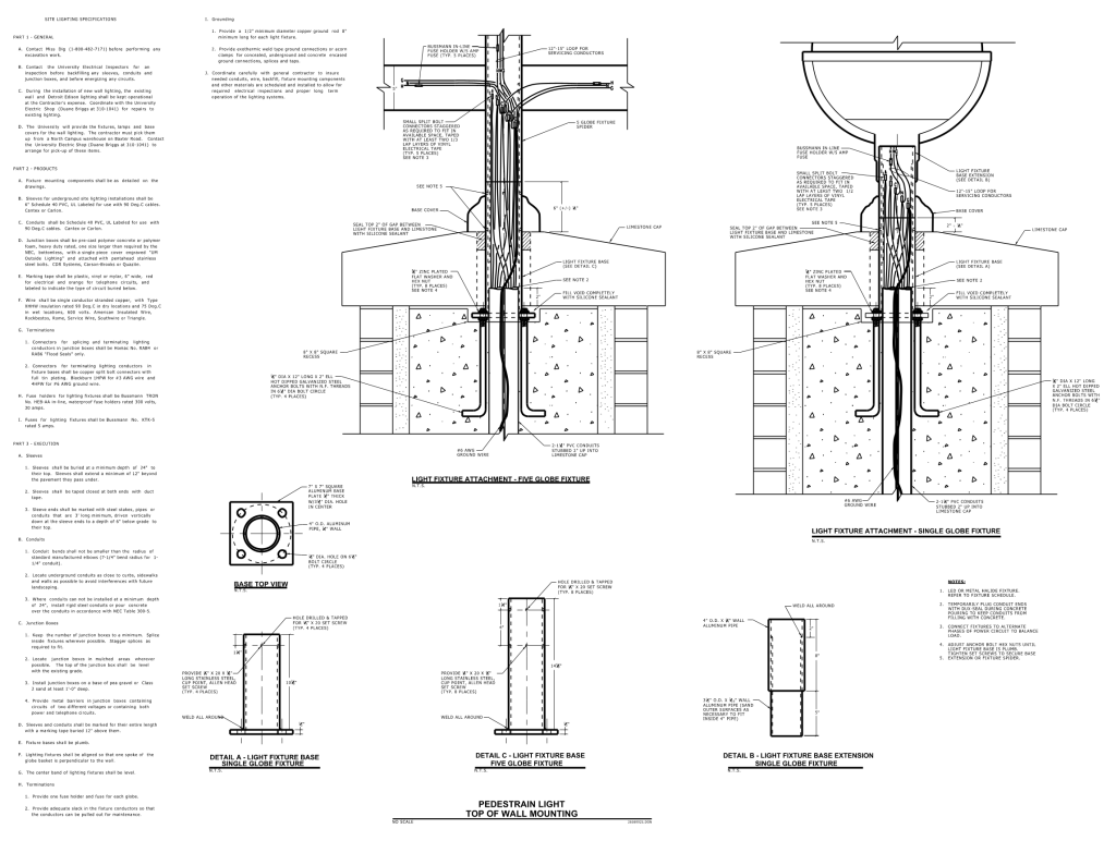 Technical drawing of light fixture installation with specifications.