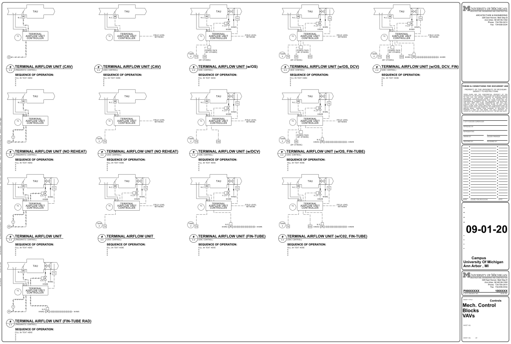 Technical diagrams of various terminal airflow unit configurations.