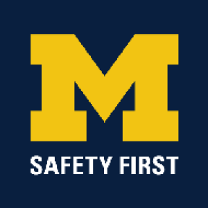 University of Michigan Safety first block M logo
